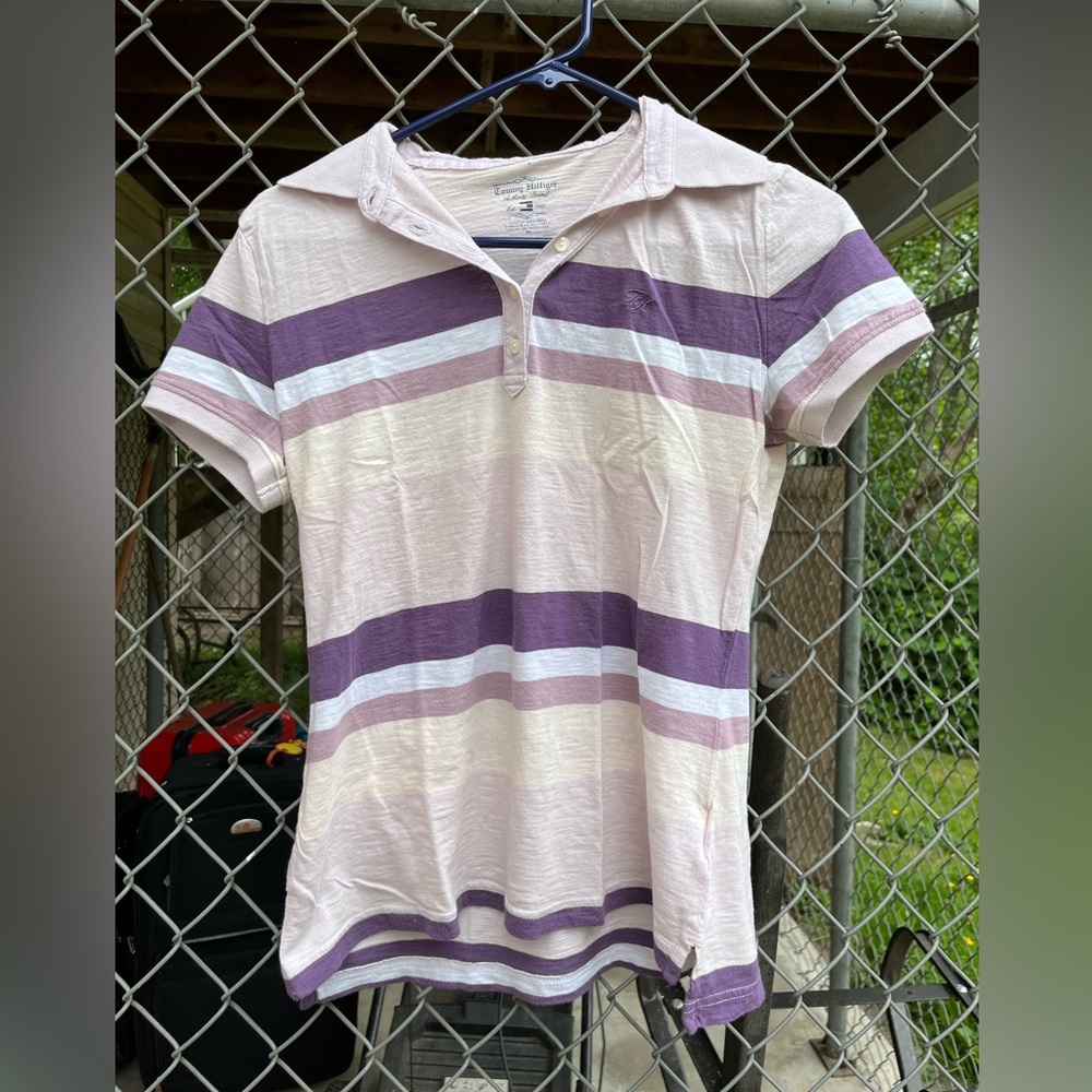 Tommy Hilfiger Purple Striped Polo